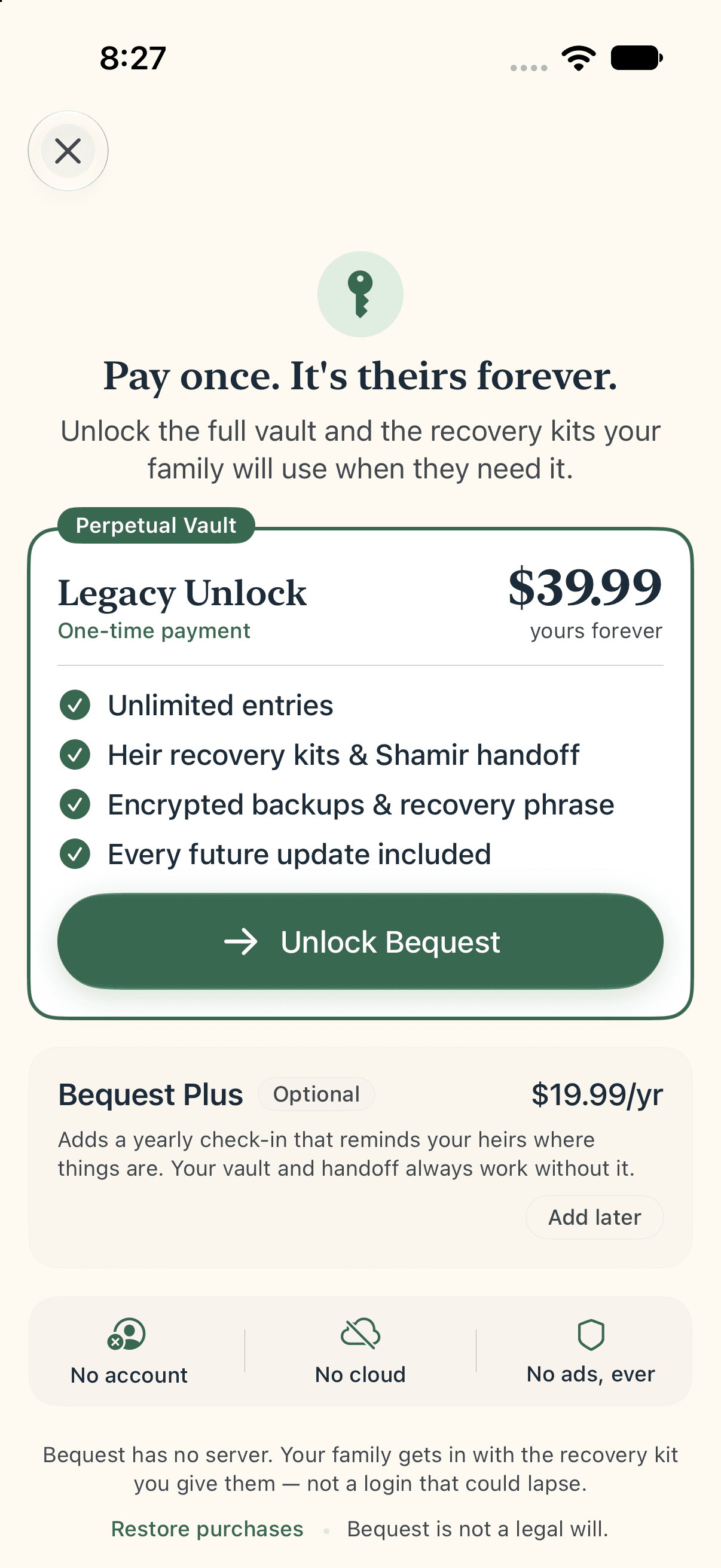 Later, your family opens the vault — without us.